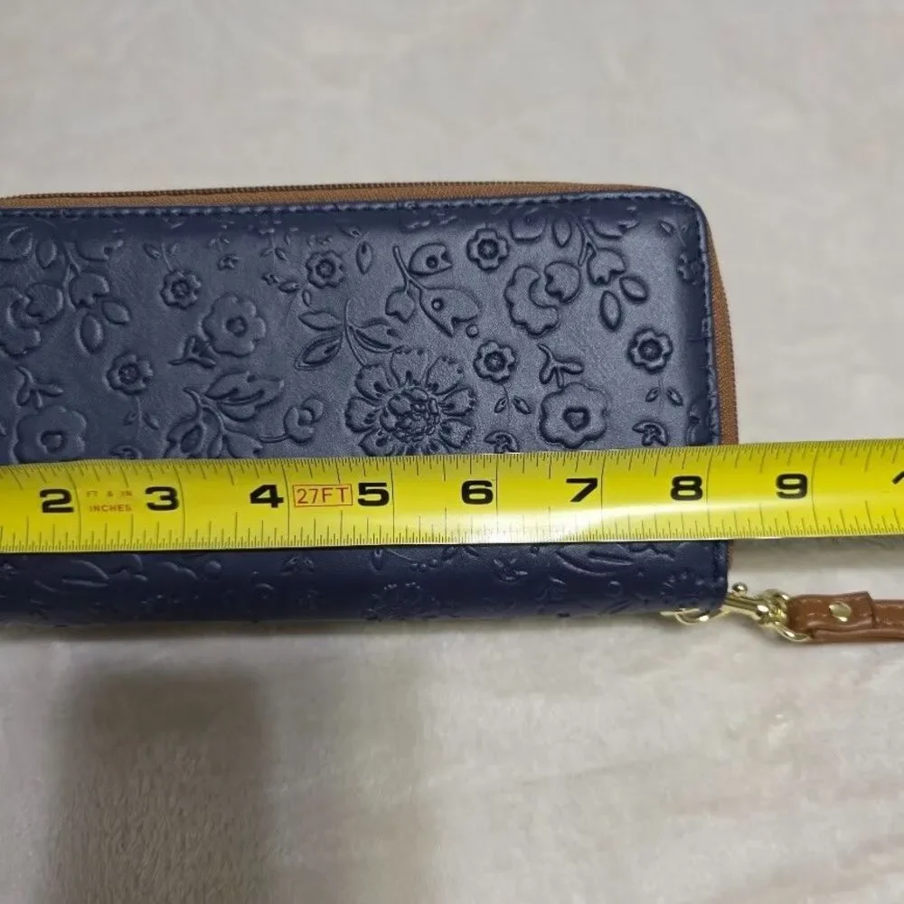 Stone Mountain Blue And Brown Faux Leather Phone Wristlet Pocket for Large Phone - Picture 6 of 8